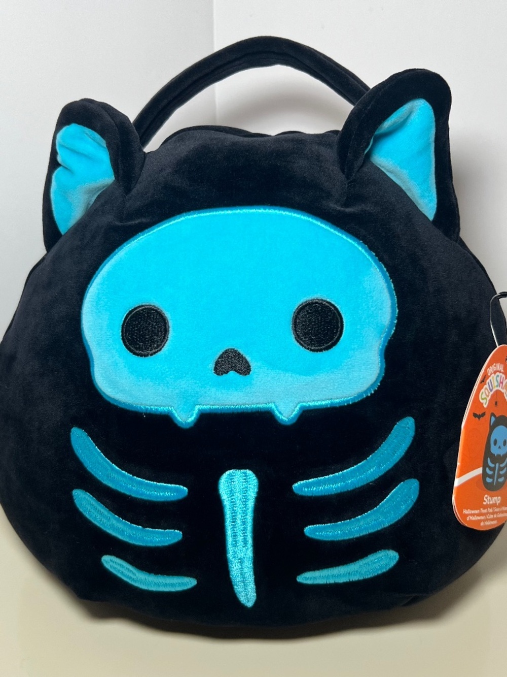 Original Squishmallow Spooky Halloween Blue Skeleton Cat Stump NWT Pail/Bucket